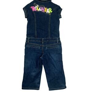 Rocawear vintage Y2K denim jean graphic jumpsuit girls size 8/10 hip hop